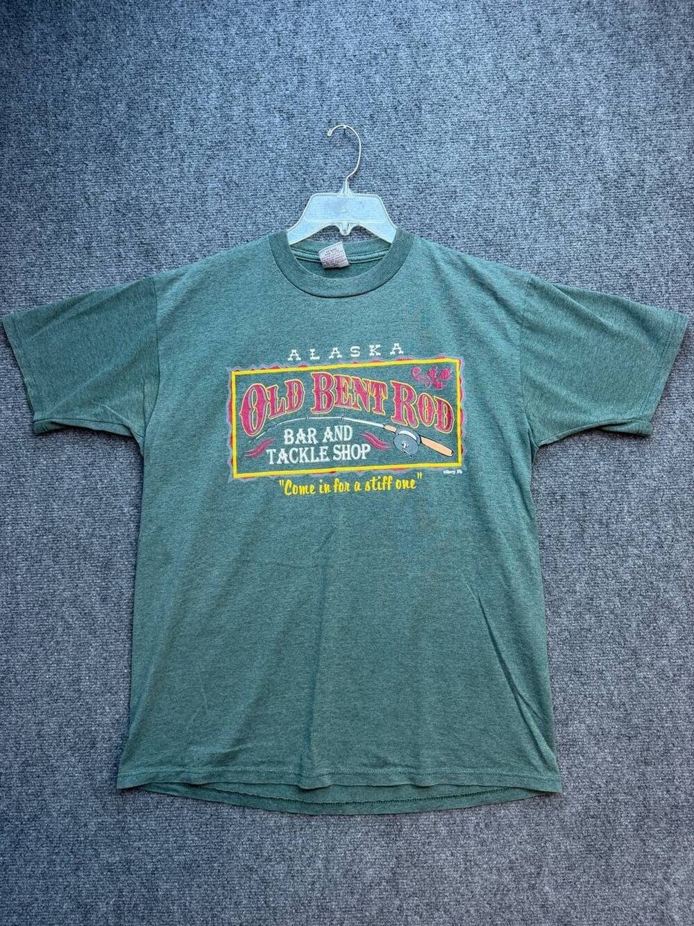 Vintage Sherry’s Best Alaska Old Bent Rod Fishing T-Shirt USA Size L